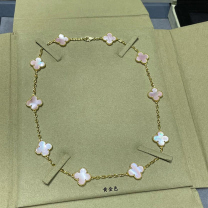 [Vera Jewelry]CLOVER 10 MOTIFS PINK MOP NECKLACE