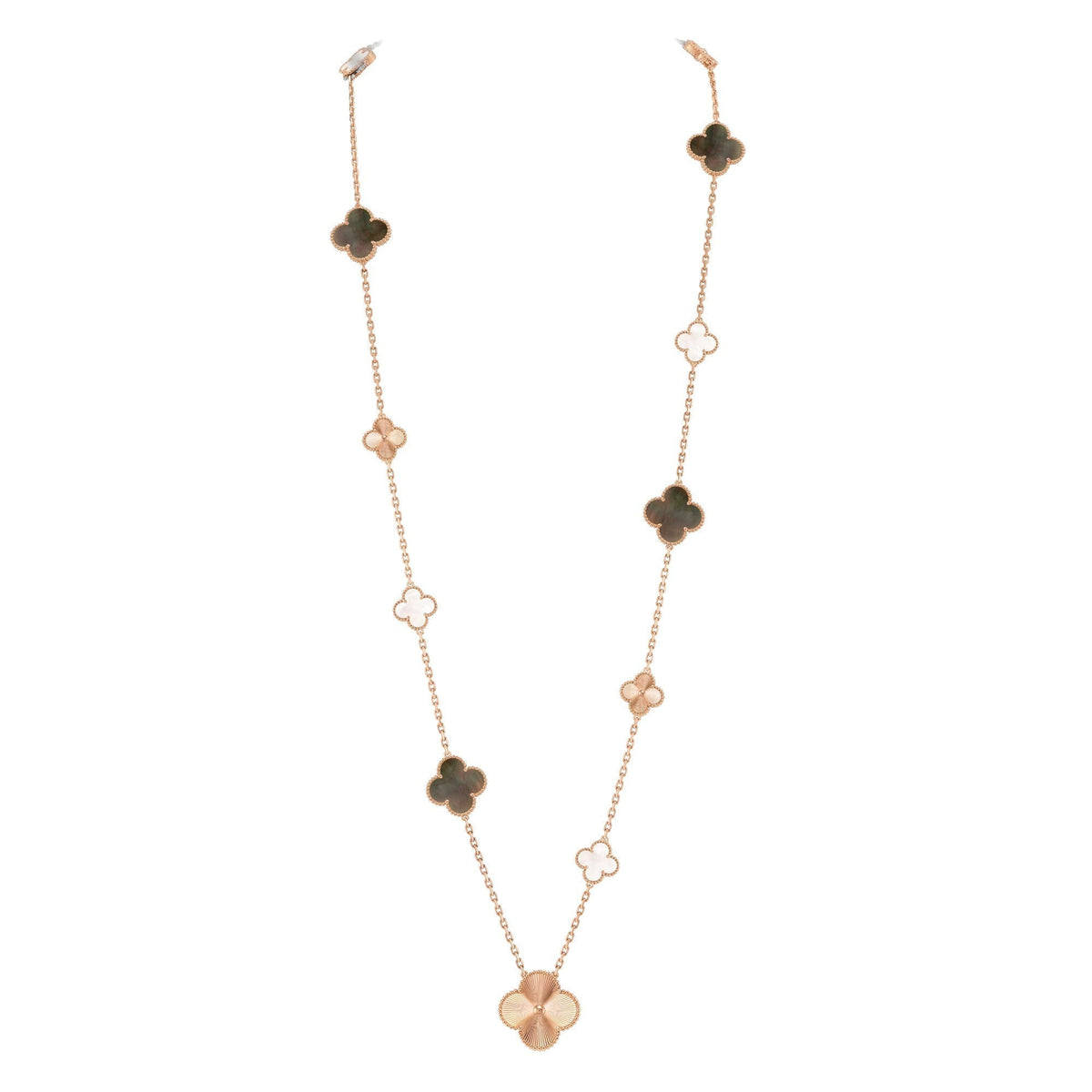 [Vera  Jewelry]DETACHABLE CLOVER 15(11+4) FLOWER ROSE GOLD NECKLACE SET