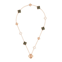 [Vera Jewelry]DETACHABLE CLOVER 15(11+4) FLOWER ROSE GOLD NECKLACE SET