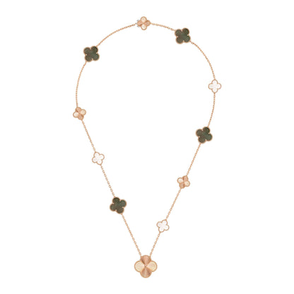 [Vera  Jewelry]DETACHABLE CLOVER 15(11+4) FLOWER ROSE GOLD NECKLACE SET