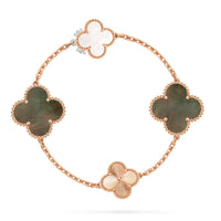 [Vera Jewelry]DETACHABLE CLOVER 15(11+4) FLOWER ROSE GOLD NECKLACE SET