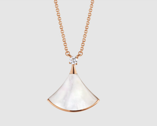 [Vera]DREAM NECKLACE WHITE MOP PINK GOLD 1 DIAMOND