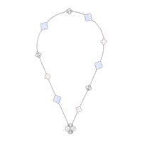 [Vera Jewelry]DETACHABLE CLOVER 15(11+4) FLOWER SILVER NECKLACE SET