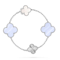 [Vera Jewelry]DETACHABLE CLOVER 15(11+4) FLOWER SILVER NECKLACE SET