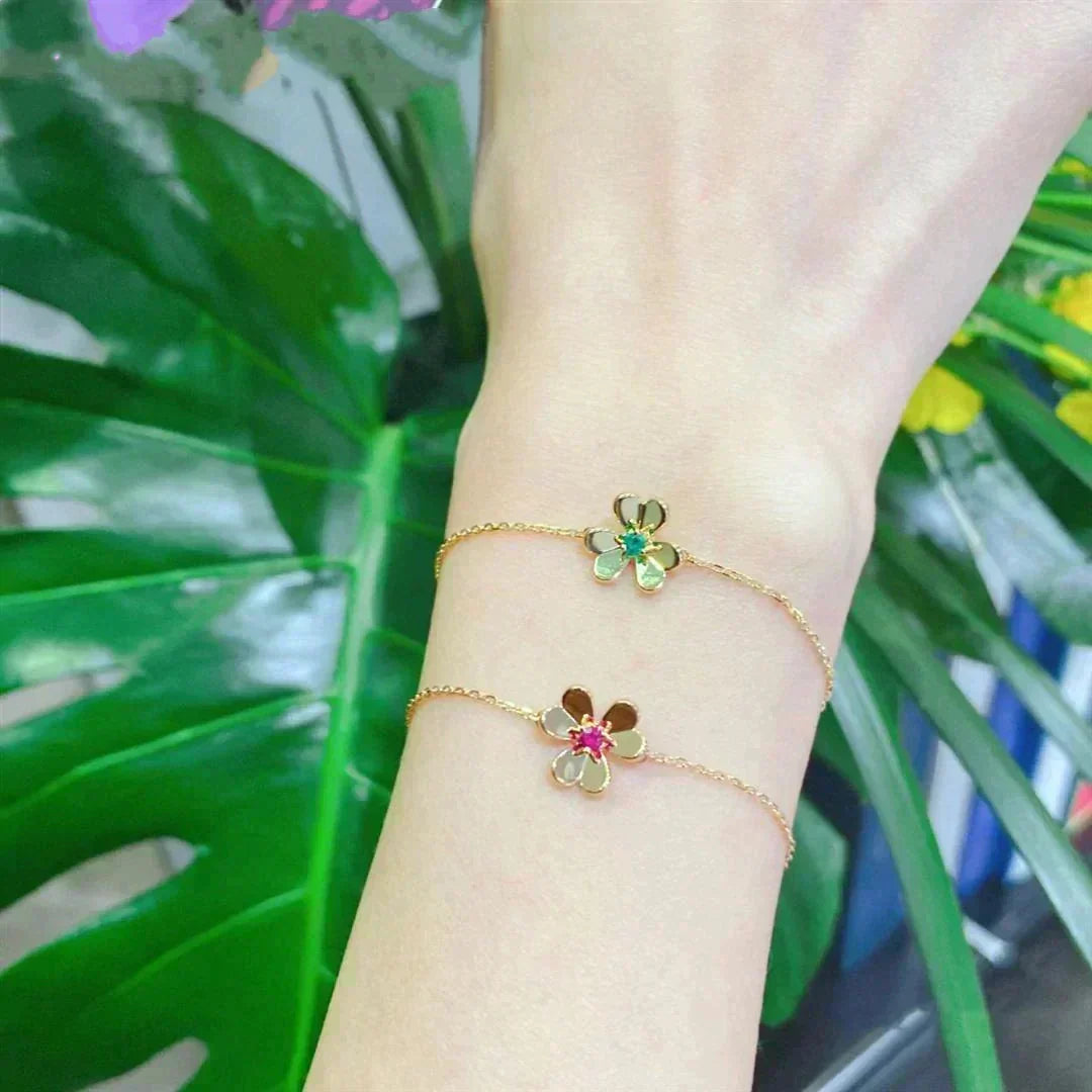[Vera Jewelry]FRIVOLE GOLD FLOWER PINK MALACHITE BRACELET