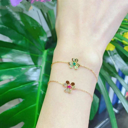 [Vera Jewelry]FRIVOLE GOLD FLOWER PINK MALACHITE BRACELET