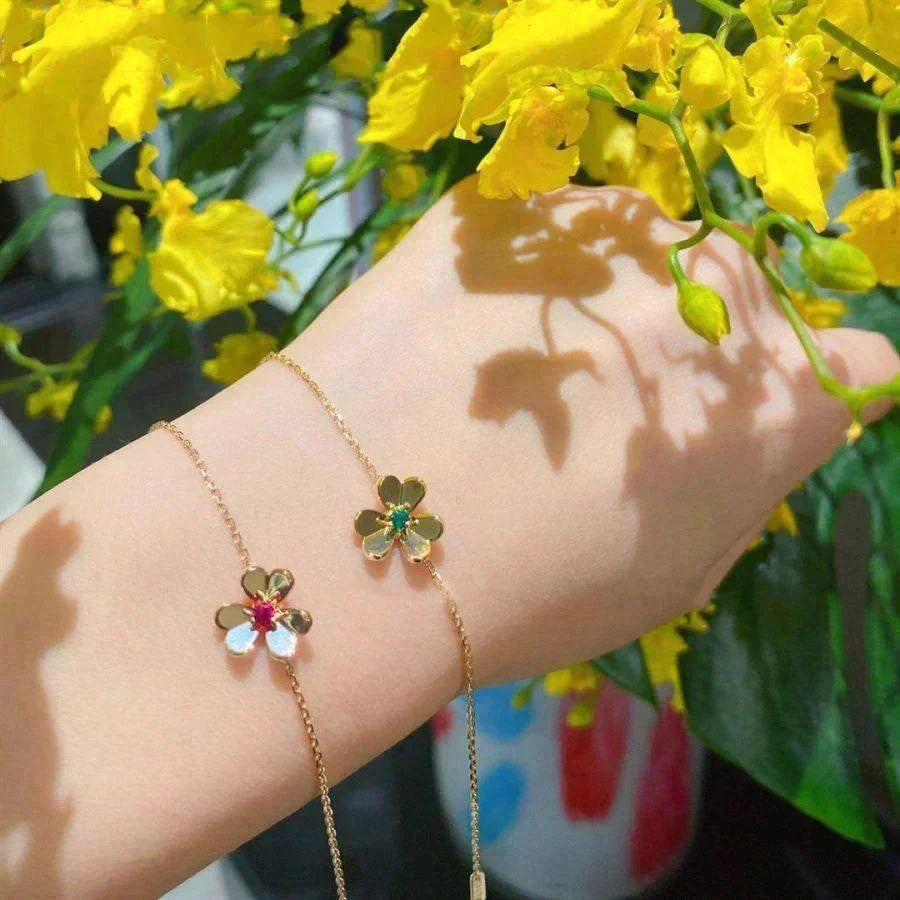 [Vera Jewelry]FRIVOLE GOLD FLOWER PINK MALACHITE BRACELET