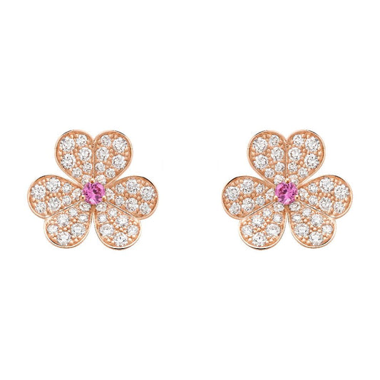 [Vera  Jewelry]FRIVOLE PINK GOLD FLOWER DIAMOND EARRINGS