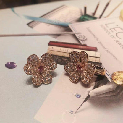 [Vera Jewelry]FRIVOLE PINK GOLD FLOWER DIAMOND EARRINGS