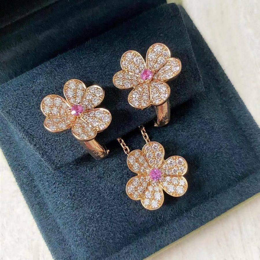 [Vera Jewelry]FRIVOLE PINK GOLD FLOWER DIAMOND EARRINGS