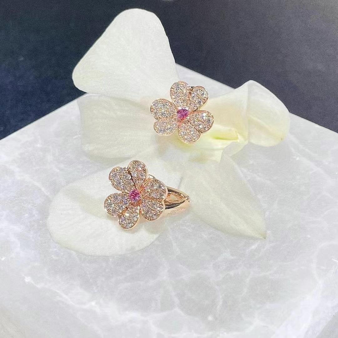 [Vera Jewelry]FRIVOLE PINK GOLD FLOWER DIAMOND EARRINGS
