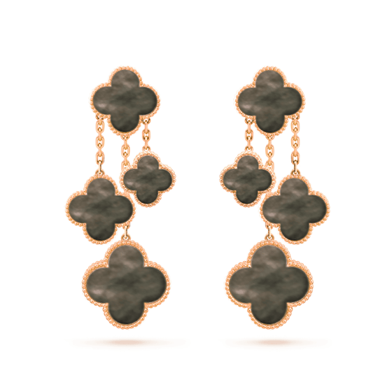 [Vera Jewelry]CLOVER EARRINGS DARK MOP 4 MOTIFS ROSE GOLD