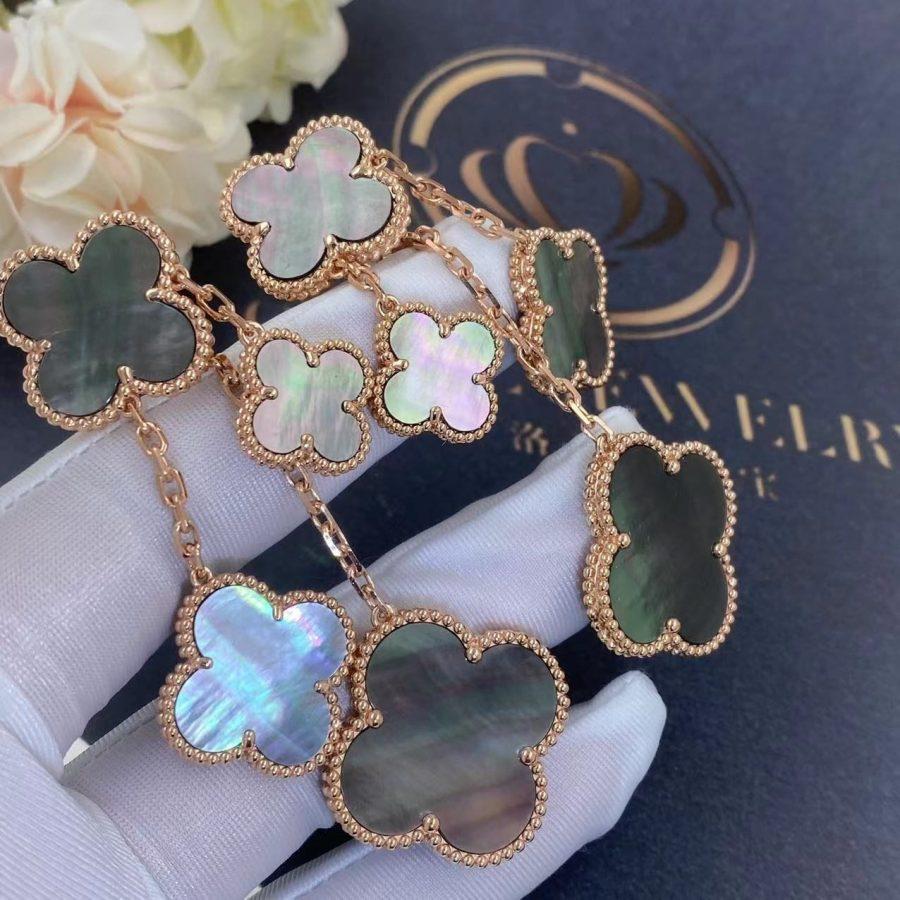 [Vera Jewelry]CLOVER EARRINGS DARK MOP 4 MOTIFS ROSE GOLD