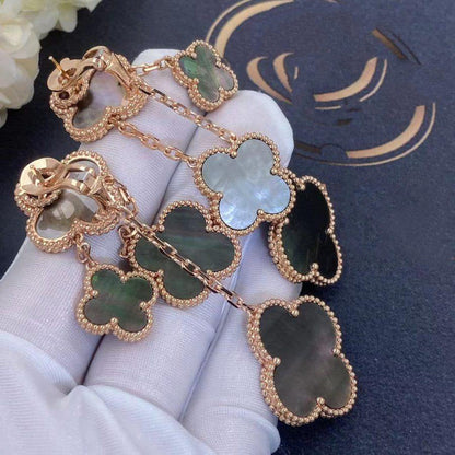[Vera Jewelry]CLOVER EARRINGS DARK MOP 4 MOTIFS ROSE GOLD