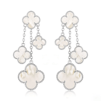 [Vera Jewelry]CLOVER EARRINGS WHITE MOP 4 MOTIFS SILVER