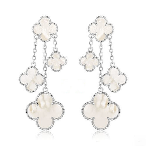 [Vera Jewelry]CLOVER EARRINGS WHITE MOP 4 MOTIFS SILVER