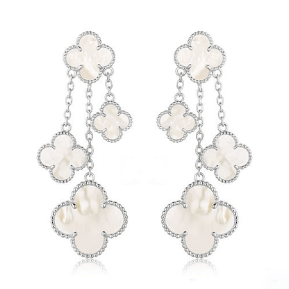 [Vera  Jewelry]CLOVER EARRINGS WHITE MOP 4 MOTIFS SILVER