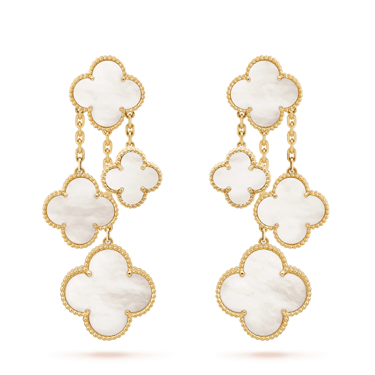[Vera  Jewelry]CLOVER EARRINGS WHITE MOP 4 MOTIFS GOLD