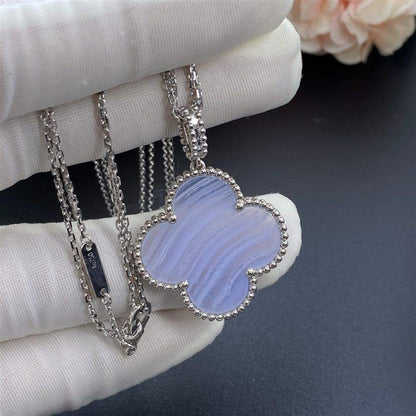 [Vera Jewelry]CLOVER SILVER CHALCEDONY BIG CLOVER NECKLACE
