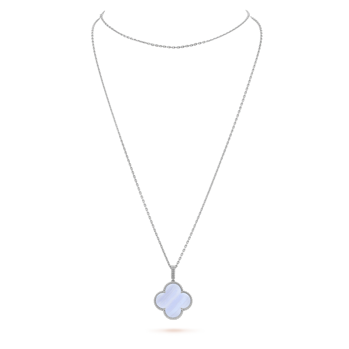[Vera Jewelry]CLOVER SILVER CHALCEDONY BIG CLOVER NECKLACE