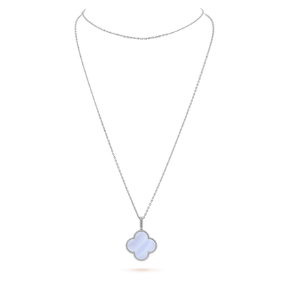 [Vera Jewelry]CLOVER SILVER CHALCEDONY BIG CLOVER NECKLACE