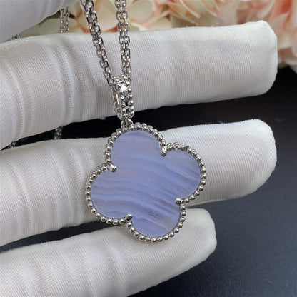[Vera Jewelry]CLOVER SILVER CHALCEDONY BIG CLOVER NECKLACE