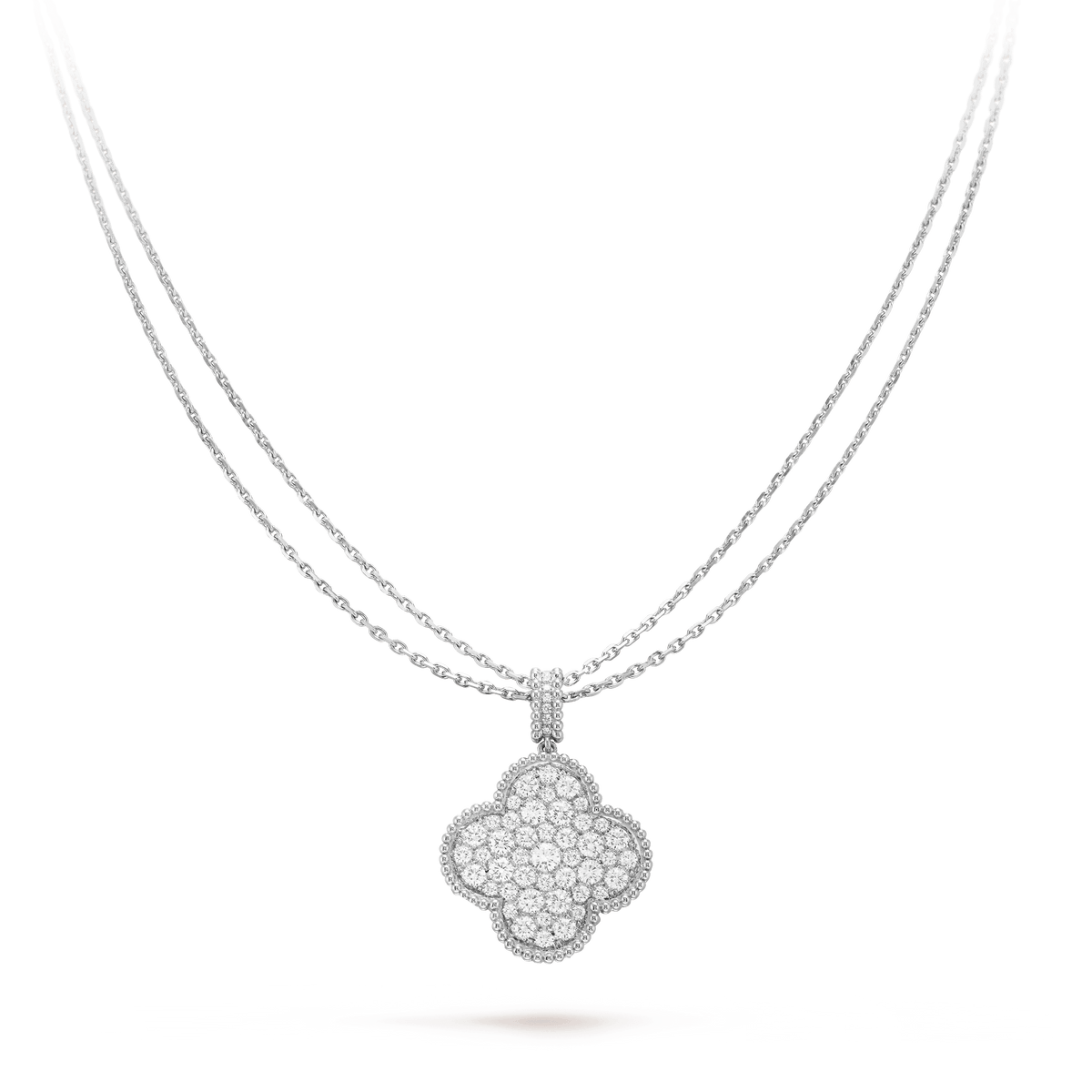 [Vera Jewelry]CLOVER 25MM SILVER FULL DIAMOND BIG CLOVER NECKLACE
