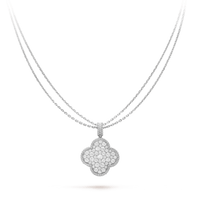 [Vera Jewelry]CLOVER 25MM SILVER FULL DIAMOND BIG CLOVER NECKLACE