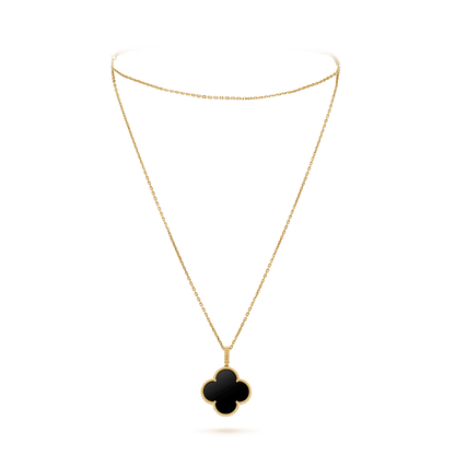 [Vera Jewelry]CLOVER 25MM GOLD ONYX BIG CLOVER NECKLACE