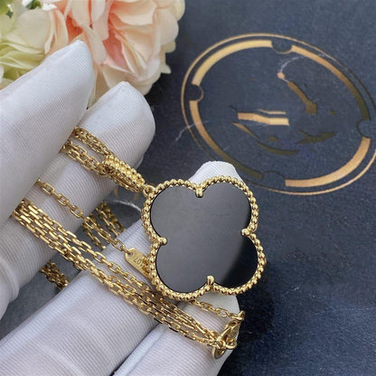 [Vera Jewelry]CLOVER 25MM GOLD ONYX BIG CLOVER NECKLACE