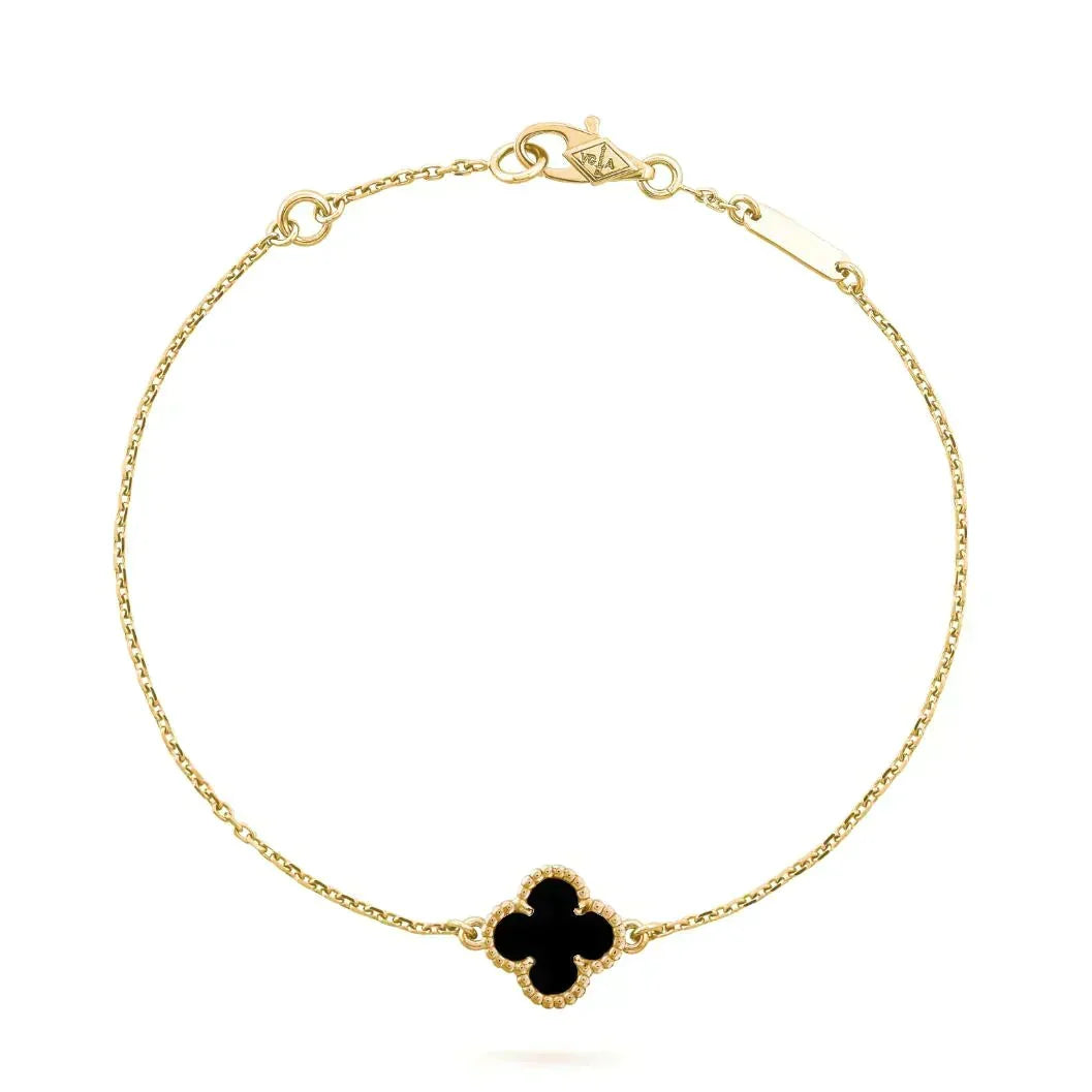 [Vera Jewelry]CLOVER ONYX SINGLE FLOWER BRACELET