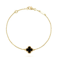 [Vera Jewelry]KLEEBLATT ONYX EINZELNE BLUME ARMBAND