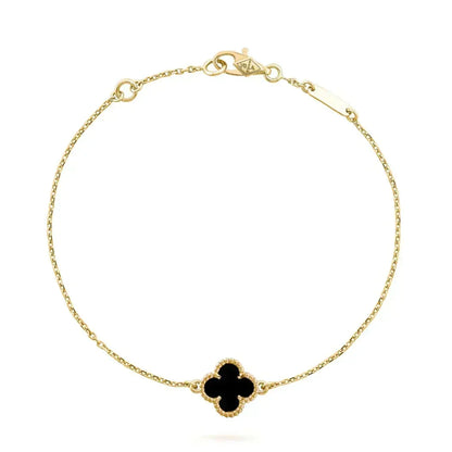 [Vera Jewelry]CLOVER ONYX SINGLE FLOWER BRACELET