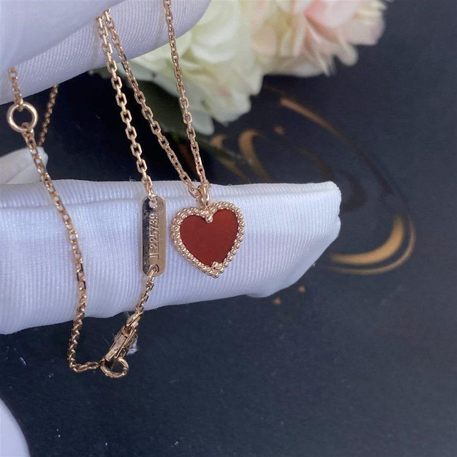 [Vera Jewelry]SWEET CLOVER CARNELIAN HEART NECKLACE