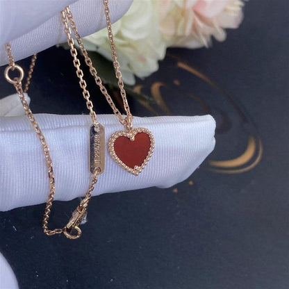 [Vera Jewelry]SWEET CLOVER CARNELIAN HEART NECKLACE