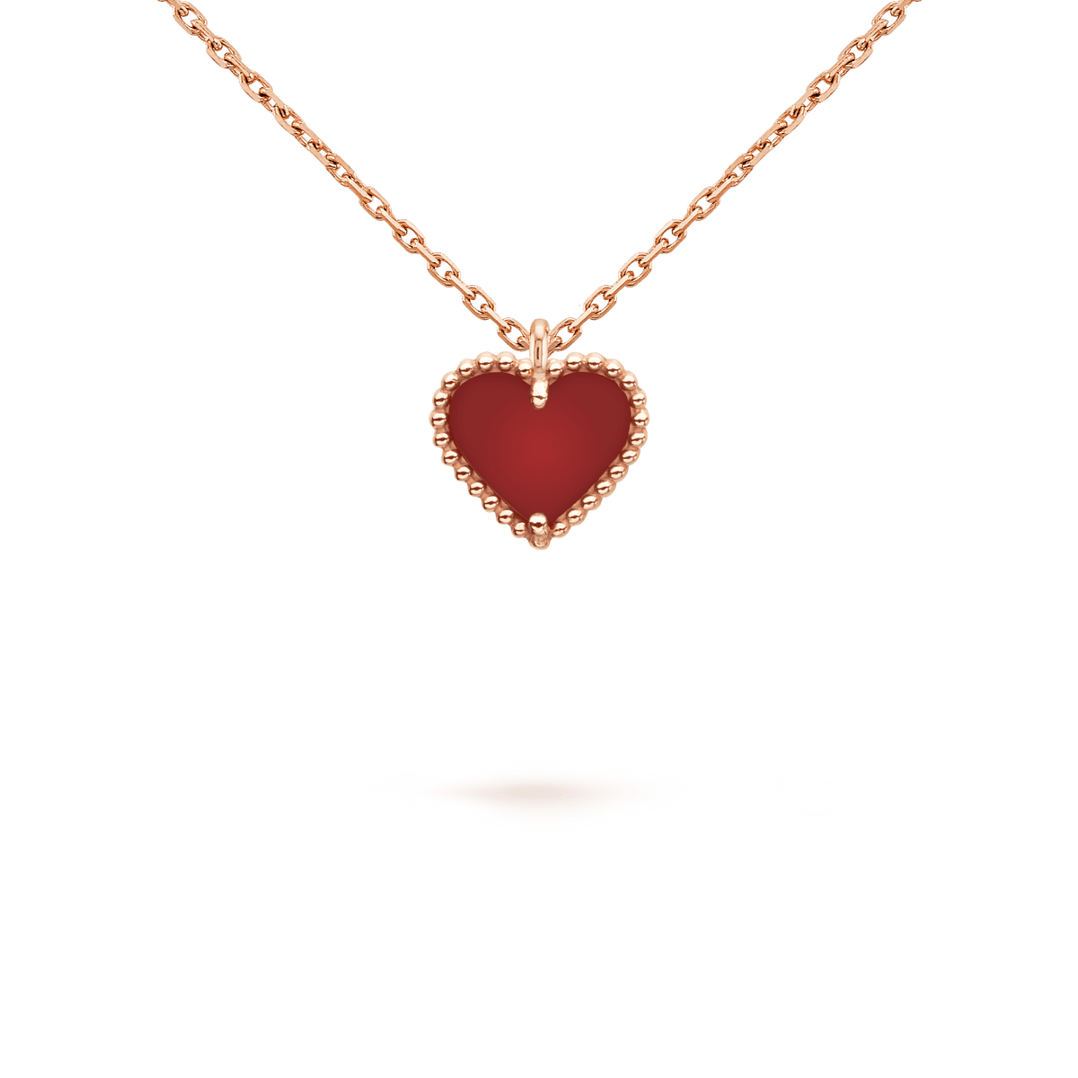 [Vera Jewelry]SWEET CLOVER CARNELIAN HEART NECKLACE