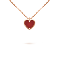 [Vera Jewelry]SWEET CLOVER CARNELIAN HEART NECKLACE