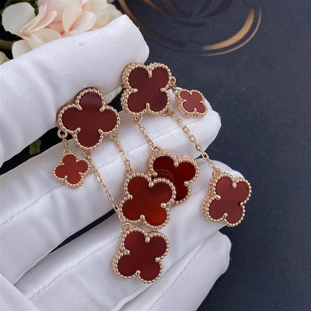 [Vera  Jewelry]CLOVER EARRINGS CARNELIAN 4 MOTIFS PINK GOLD