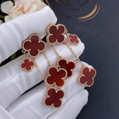 [Vera  Jewelry]CLOVER EARRINGS CARNELIAN 4 MOTIFS PINK GOLD
