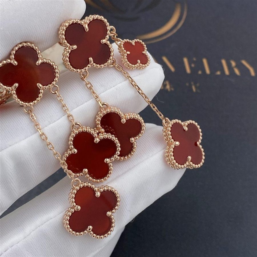 [Vera  Jewelry]CLOVER EARRINGS CARNELIAN 4 MOTIFS PINK GOLD