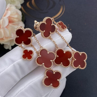 [Vera  Jewelry]CLOVER EARRINGS CARNELIAN 4 MOTIFS PINK GOLD