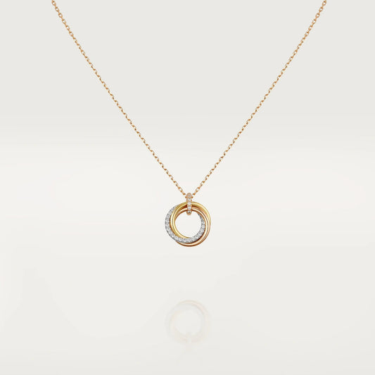 [Vera  Jewelry]TRINITY NECKLACE SILVER GOLD PINK GOLD DIAMONDS
