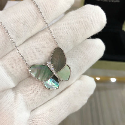 [Vera Jewelry]LARGE BUTTERFLY SILVER PENDANT DIAMOND NECKLACE