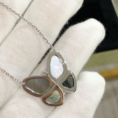 [Vera Jewelry]LARGE BUTTERFLY SILVER PENDANT DIAMOND NECKLACE