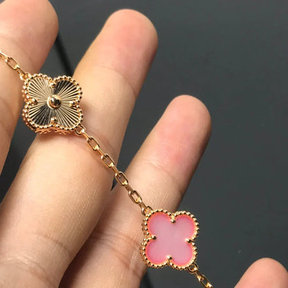 [Vera  Jewelry]LUCKY CLOVER 5-MOTIF BRACELET - PINK MOTHER-OF-PEARL COLLECTION
