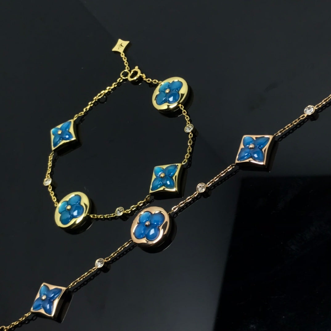 [Vera  Jewelry]STAR AND SUN 4 MOTIF BLUE BRACELET