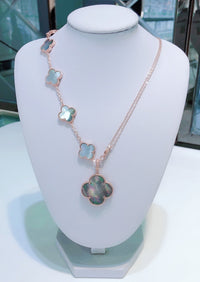 [Vera Jewelry]COMBINED BRACELET 5 MOTIFS AND NECKLACE DARK MOP ROSE GOLD