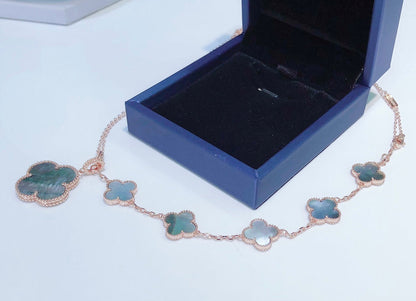 [Vera Jewelry]COMBINED BRACELET 5 MOTIFS AND NECKLACE DARK MOP ROSE GOLD