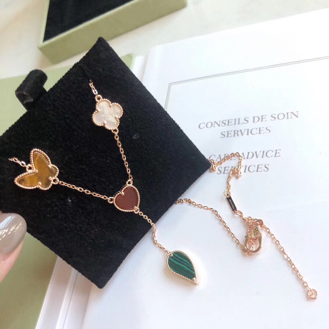 [Vera Jewelry]LUCKY SPRING 4 MOTIFS ROSE GOLD NECKLACE