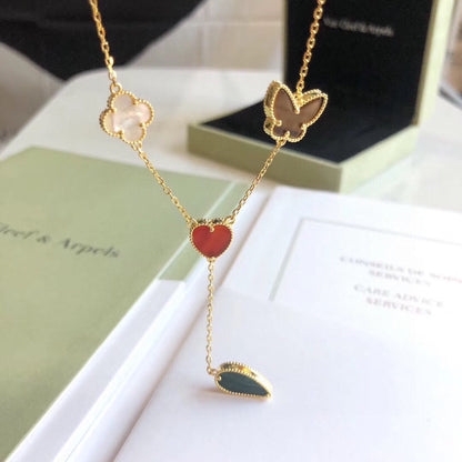 [Vera Jewelry]LUCKY SPRING 4 MOTIFS ROSE GOLD NECKLACE